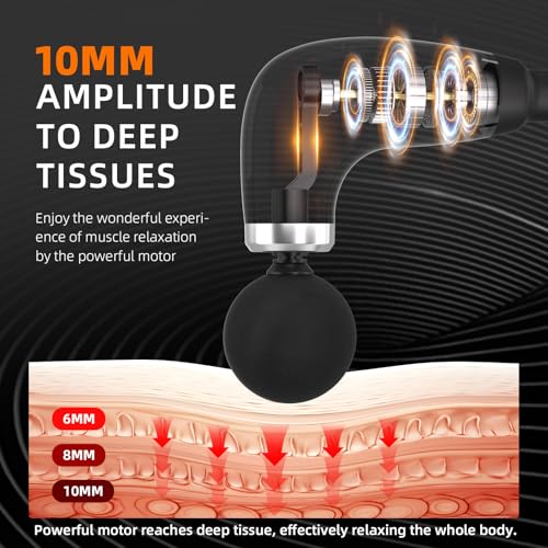BEONISI Massage Gun with Upgraded Extension Handle,Back Massage Gun Deep Tissue,Back Massager for Pain Relief for Muscles ...