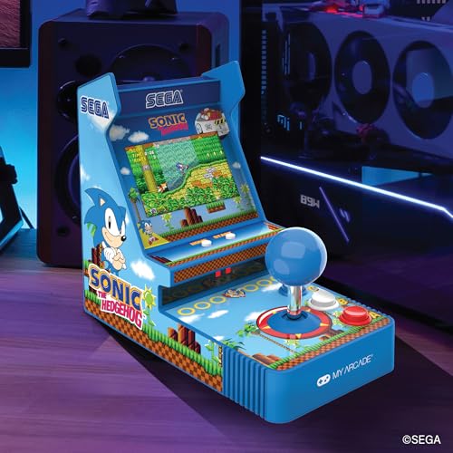 My Arcade Sonic Joystick Player: Sonic The Hedgehog Retro Game Console, 2 Games in 1, Sega Classic Arcades, 3.5" Full Color Display