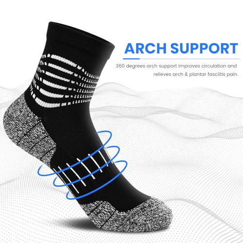 IRAMY Ankle Compression Socks for Men Athletic Running Socks with Cushioned Support 3/5 Pairs