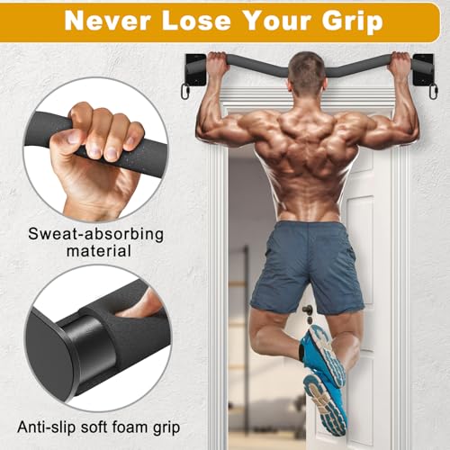 Kipika Wall Mounted Pull Up Bar - Heavy Duty 450 LB Capacity Doorway Chin Up Bar for Home Gym, Sturdy Steel Construction w...