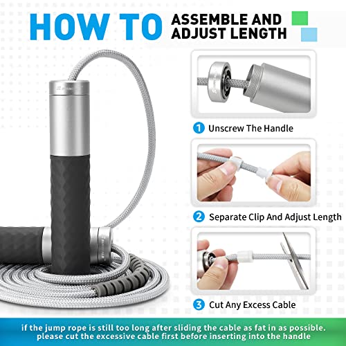 BURNCALO Weighted Jump Rope for Men, Women (1.5LB) - Alloy Steel Handles, Speed Skipping Rope, Gym,Indoor/Outdoor - Fitnes...
