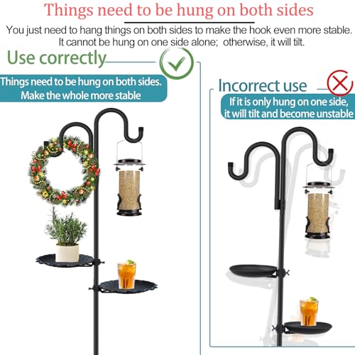 Upgraded 74" Shepherd's Hook Stand plant，Bird Feeder，Wind Chime Hanger Stand, Waterproof Metal & Adjustable-Height Standin...