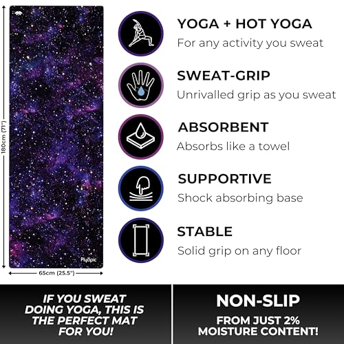 Plyopic. All In One Yoga Mat | Luxury Sweat-Grip Mat/Towel Combo | Ideal for Yoga, Hot Yoga, Bikram, Pilates, Workout & Ex...