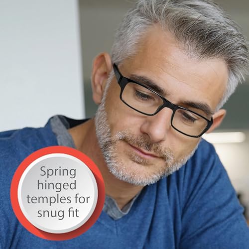 Boost Eyewear 6 Pack Reading Glasses, Traditional Black Frames, with Spring Loaded Hinges