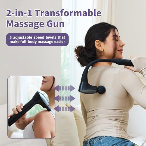 CAREKING 2-in-1 Detachable Muscle Massage Gun Deep Tissue with 20'' Extension Handle, Back and Neck Massager for Pain Reli...