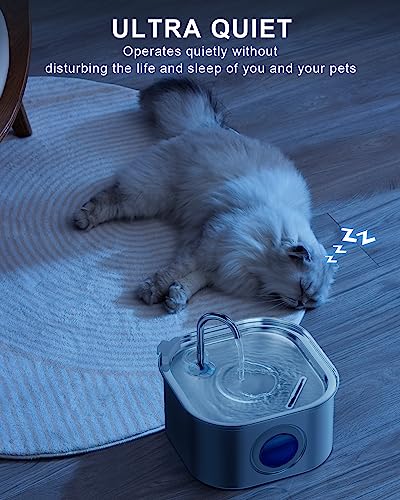 NautyPaws Cat Water Fountain Stainless Steel: 108oz/3.2L Automatic Pet Water Fountain - Dog Water Dispenser with Water Lev...
