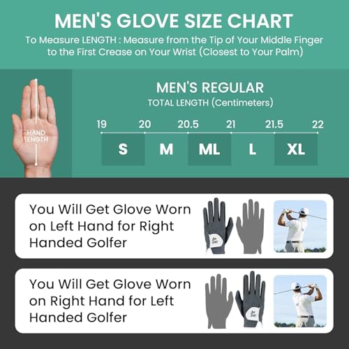 Amy Sport Golf Gloves Men Pair Left and Right Both Hand Rain Grip Lh Rh Weathersof No Sweat All Weather Grips Soft Comfort...