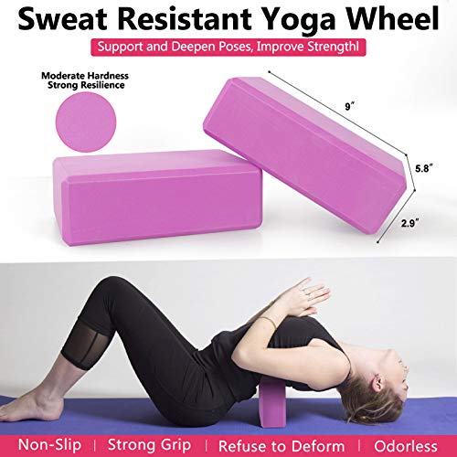 Yoga Wheel Set 11-in-1,Back Roller & 2 Blocks with Strap,Resistance Bands,Jump Rope,Carrying Bag,Perfect Yoga Back Wheel A...