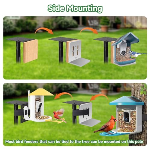 Proerr Smart Bird Feeder Pole Stand 79In,Adjustable Height Metal Bird House Pole for Outdoor Garden with Multiple Mounting...