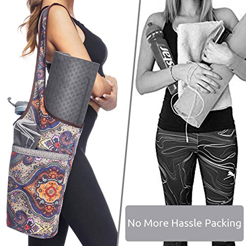Ewedoos Canvas Yoga Mat Bag Fits Most Mats Yoga Bag with Large Storage Pockets to Hold More Accessories Ideal for Pilates ...