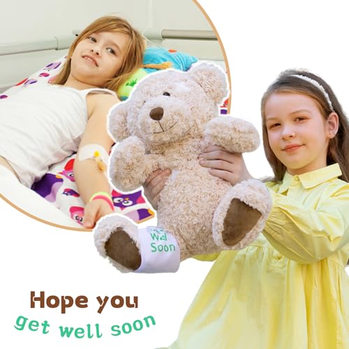 Muiteiur 13.8 Inch Get Well Soon Teddy Bear, Broken Arm Leg Gift for Kids, Soft Recover Bear with Bandage,Gift for Kids Ad...