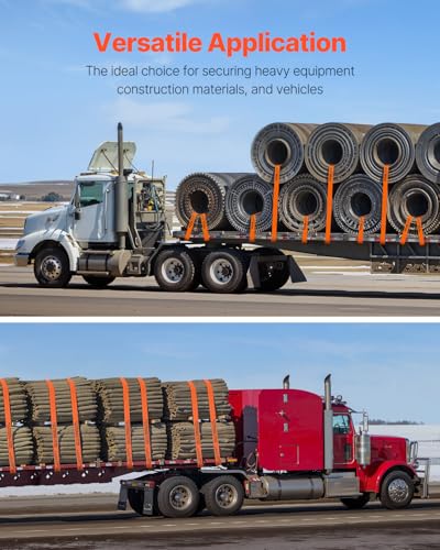 VEVOR Truck Straps, 4" x30' Heavy Duty Tie Down w/Flat Hooks 18,000lbs Break Strength, WLL# 6000lbs, Cargo Straps tie Down...