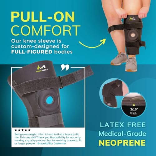 BraceAbility Bariatric Knee Brace for Large Legs - Plus Size Knee Brace with Side Stabilizers for Big Men or Women, Arthri...