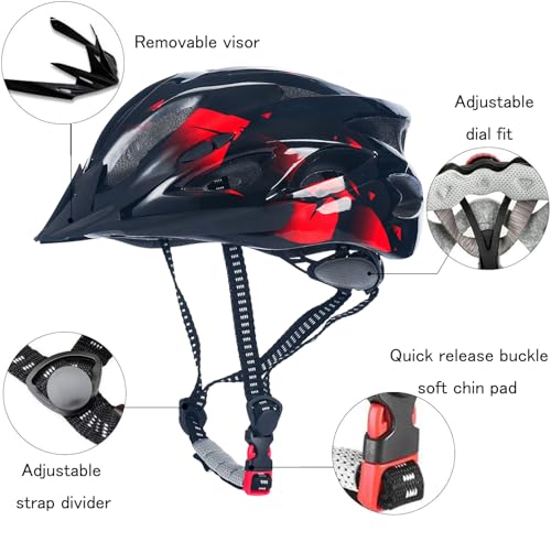 Adult Cycling Bike Helmet, Lightweight and Adjustable with Pads&Visor for Men and Women,Premium Quality Airflow Unisex Bik...