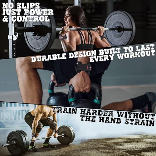 Weight Lifting Rod Hooks Heavy Duty Wrist Wraps Power Weight Lifting Training Gym Grips Straps Set of 2