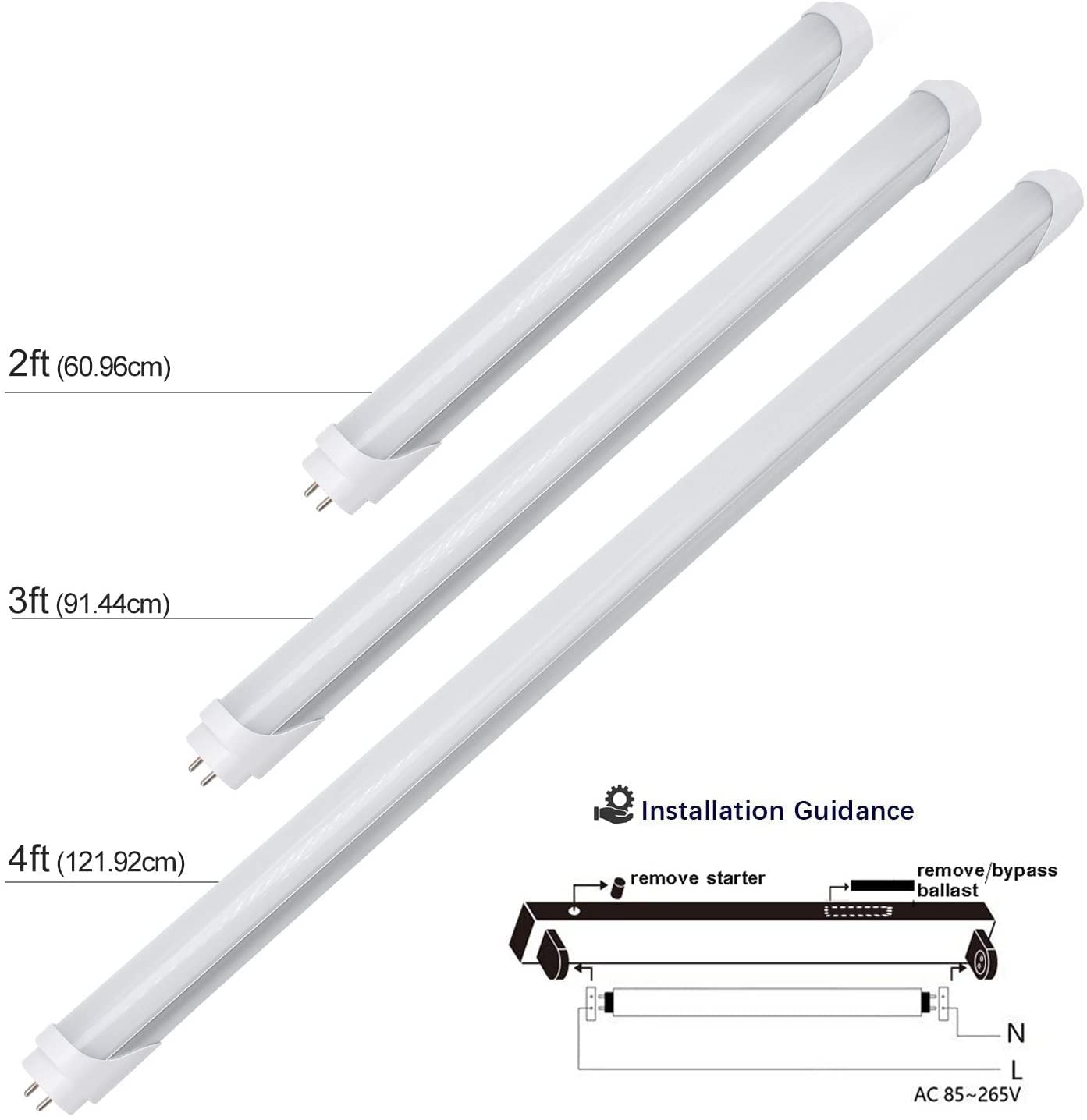 Lightingwill Led T8 Light Tube 4Ft  Warm White 3000K-3500K  Dual-End Powered Ballast Bypass  2000Lumen 18W (40W Equivalent Fluorescent Replacement)  Frosted Cover  Ac85-265V Lighting Fixture  1Pack