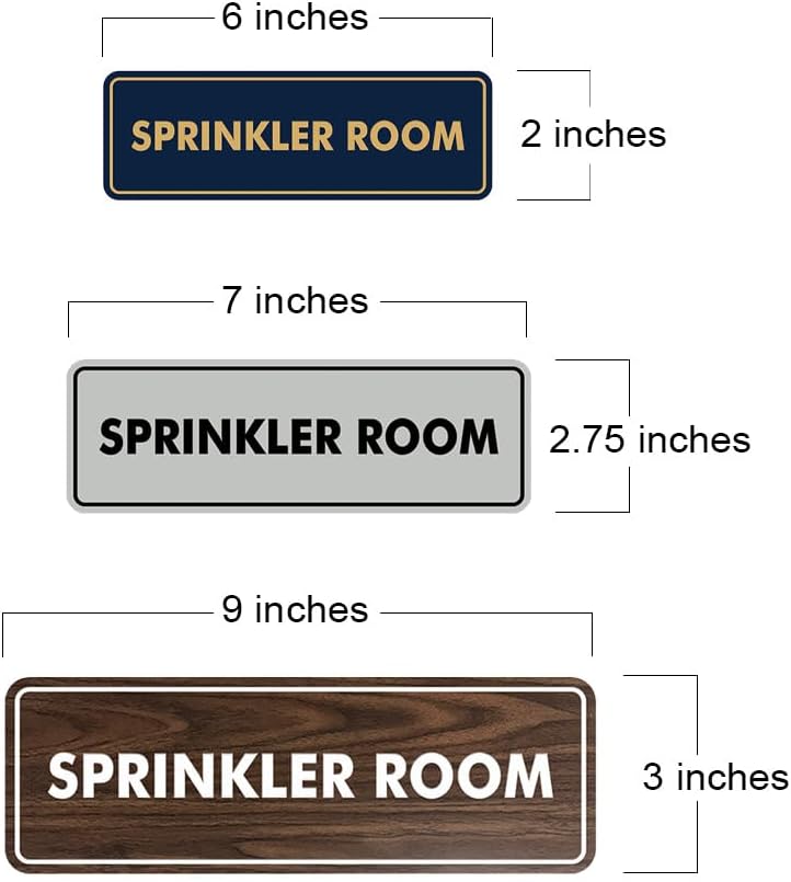 Signs ByLITA Standard Sprinkler Room Sign (Light Grey/Burgundy) - Small 2 Pack