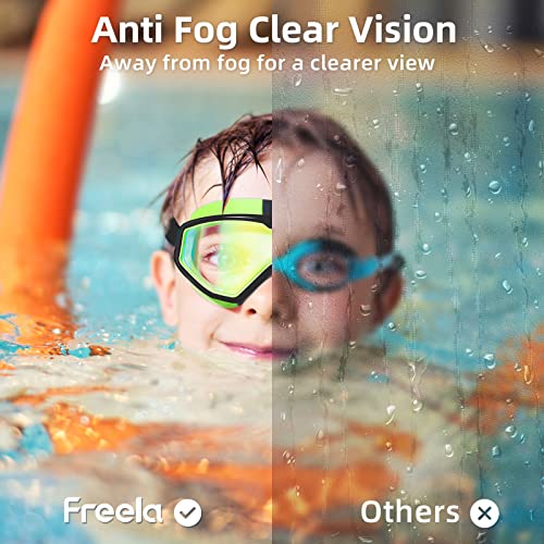 Freela Goggles for Kids Toddler 3-15, Anti Fog No Leak Clear Swim Goggles for Boys Girls Pool Beach Swimming