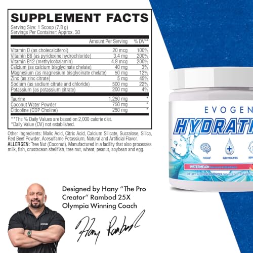 Evogen Hydration - Electrolytes Powder | Sugar-Free Electrolyte Powder Supplement for Hydration, Energy, and Recovery | Co...
