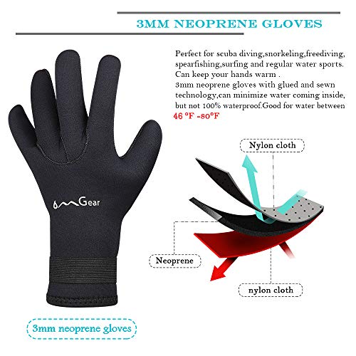 OMGear Neoprene Gloves Diving Wetsuit Gloves 3mm Flexible Thermal with Adjustable Waist Strap for Snorkeling Scuba Diving ...