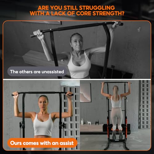 ONETWOFIT Power Tower Pull Up Bar Station Assistive Trainer, Multi-Function Adjustable Height Dip Station for Home Gym Wor...