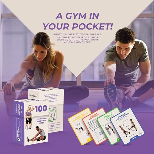 100 Stretching Exercise Flash Cards – Physical Therapy Stretches for Common Conditions (Plantar Fasciitis, Achilles Tendon...