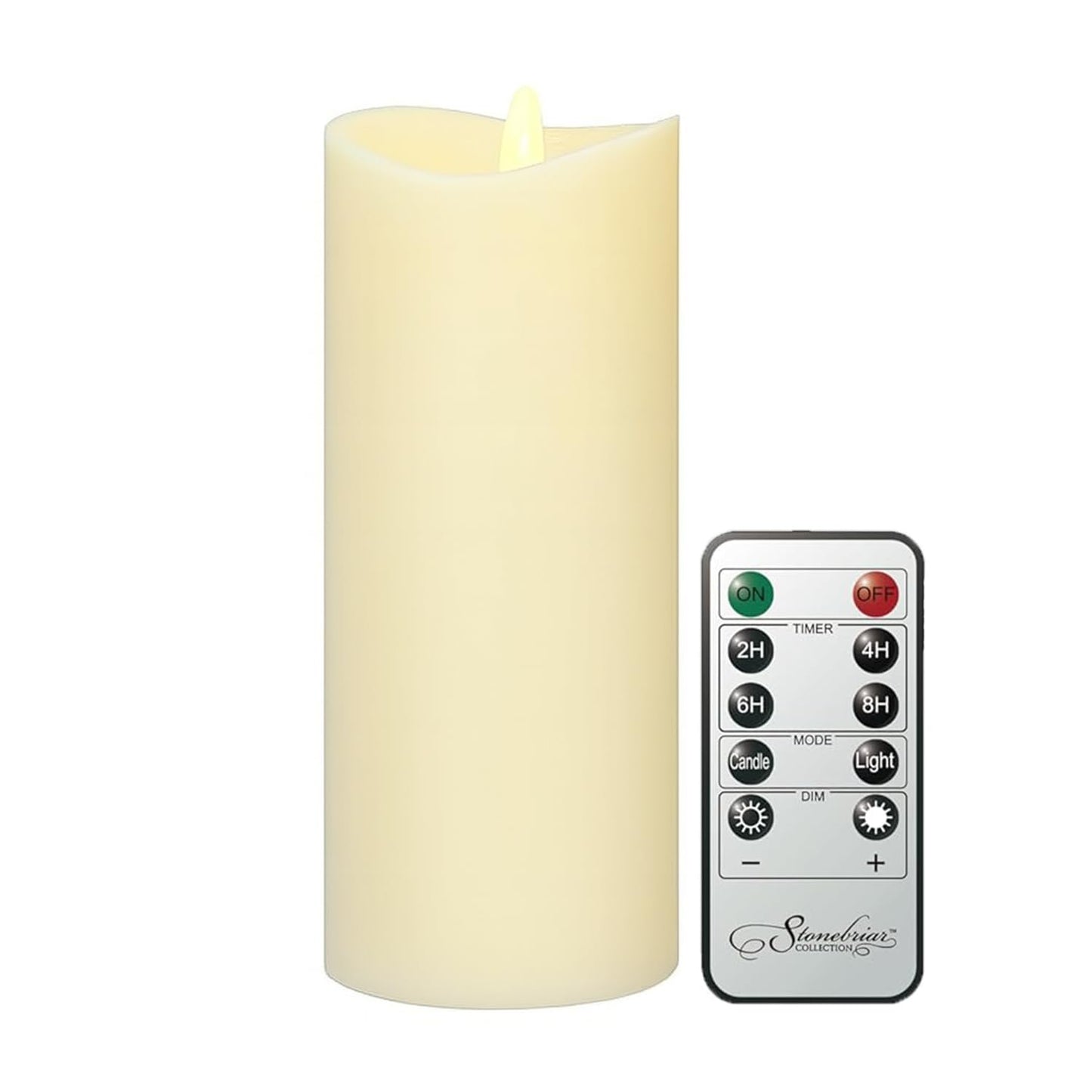 Stonebriar 3 Count Ivory Real Wax 3x8 Flameless LED Pillar Candles with Remote and Timer