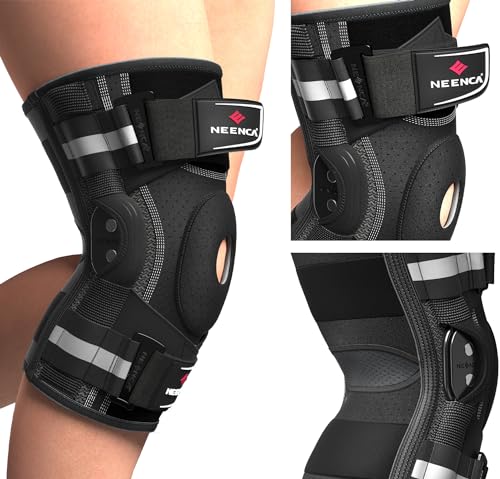 NEENCA Professional Knee Brace for Knee Pain, Hinged Knee Support with Patented X-Strap Fixing System, Strong Stability fo...