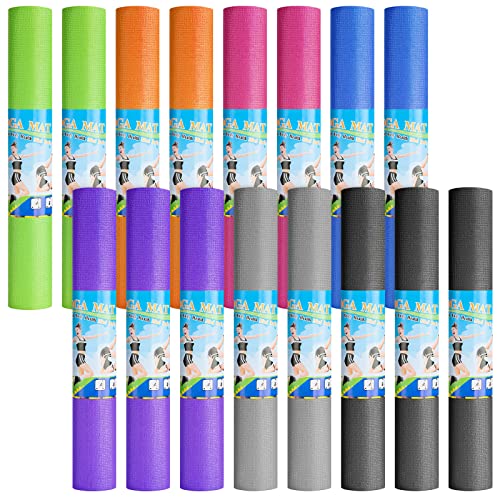 24 Pcs 3 mm Thick Yoga Mat Bulk, Exercise Workout Non Slip Fitness Pad for Women Kids Gym Home Yoga Pilates, Reliable Stur...