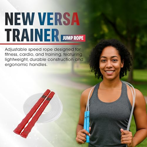 Buddy Lee New Versa Trainer Jump Rope – Red – Adjustable Speed Rope for Fitness, Cardio & Training – Lightweight, Durable...