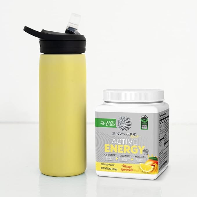 Sunwarrior Plant-Based Preworkout Powder Hydration Blend | Coconut Water Mushroom Blend Soy Free Sugar Free Gluten Free Dairy Free Synthetic Free | Mango Lemonade 30 Servings | Sport Active Energy