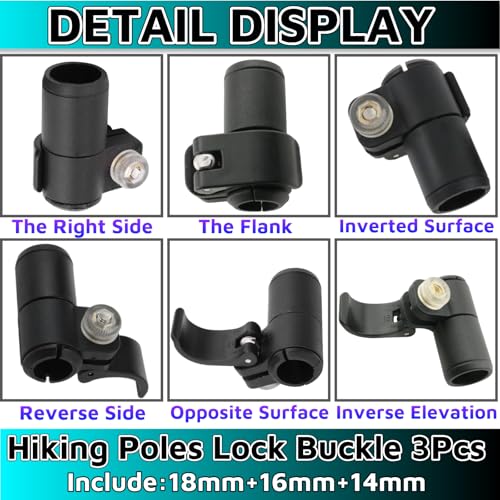 Hiking Poles Lock Buckle 3 Pcs，Hiking Pole External Lock，Hiking Pole Parts 18mm+16mm+14mm Quick Release External Flip Lock...