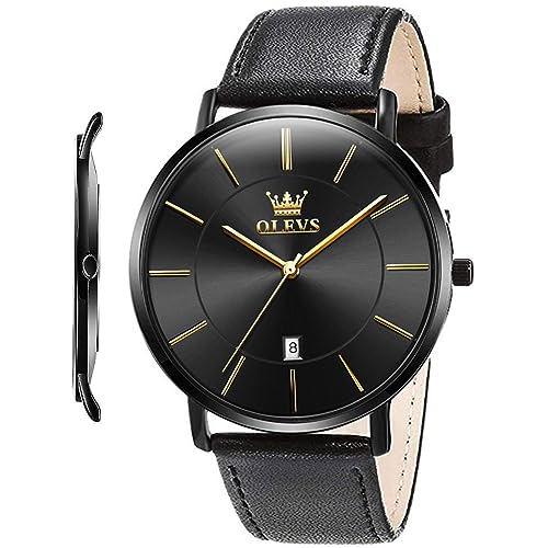 OLEVS Mens Watches Minimalist Ultra Thin Fashion Casual Analog Quartz Date Watch Waterproof Slim Simple Big Face Dress Wri...