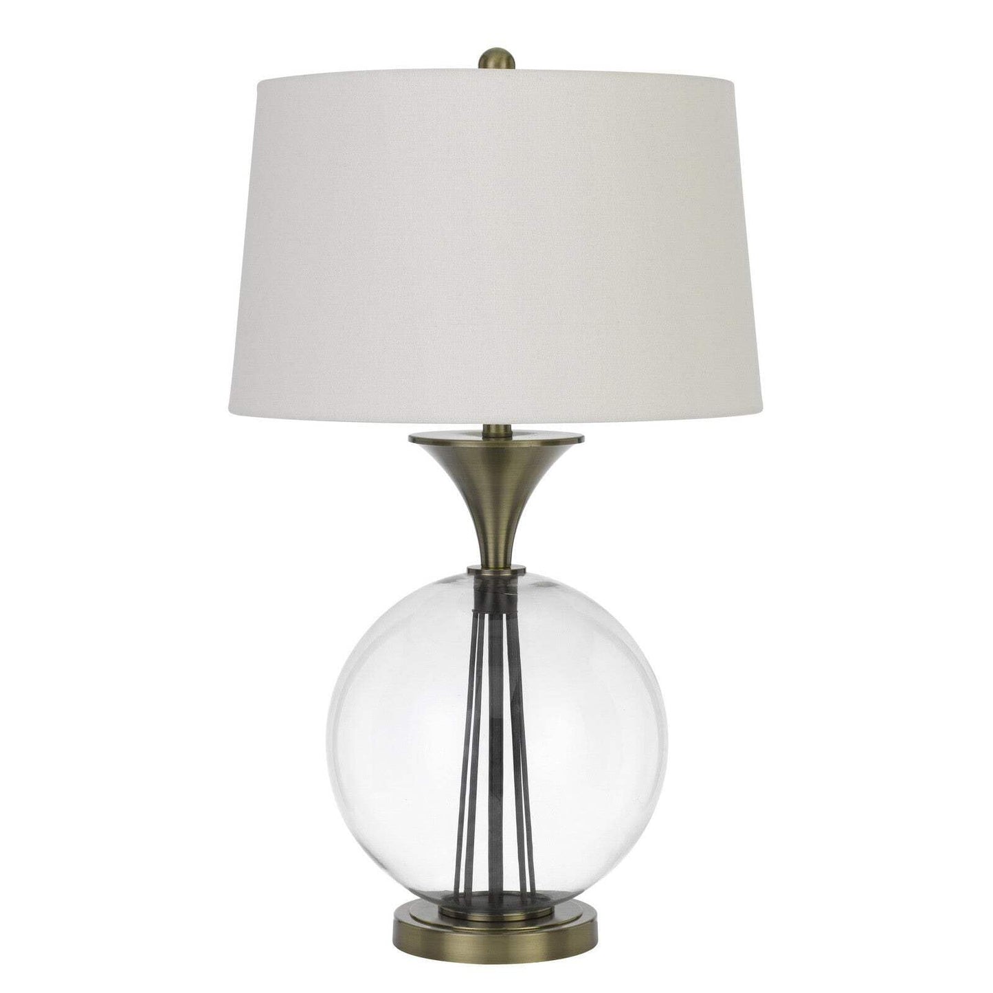 HomeRoots Metal Table Lamp with White Empire Shade, 31 in., Model 524715