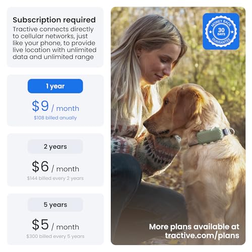Tractive XL Smart Dog GPS Tracker | Live Pet Tracker with Virtual Fence | Vital Signs Monitoring of Heart & Respiratory Ra...