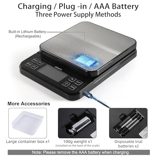 BOMATA Large Kitchen Scale with 0.1g/0.001oz High Precision, 5kg/11lb Bakery Scale with% Percentage Function, USB Recharge...
