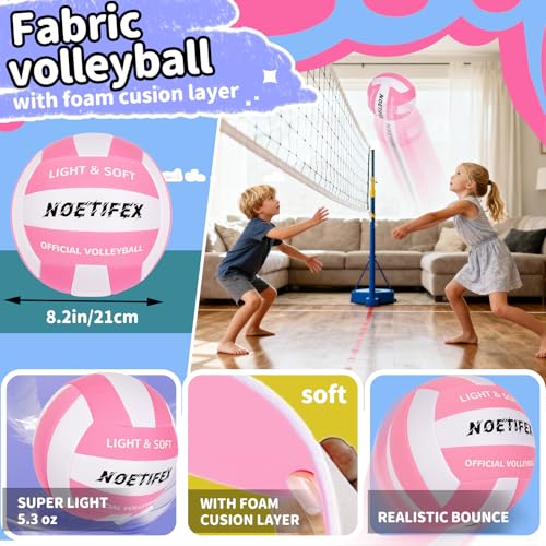Noetifex Soft Volleyball-Super Soft Fabric Light Volleyball for Indoor Practice Safe and Quiet Kids Youth Beginners House ...