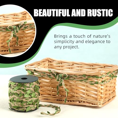 Radix Rope Natural Jute Twine with Green Leaf - 33 Feet (10 Meters) | Decorative Garden String for Gift Wrapping, Crafts, ...