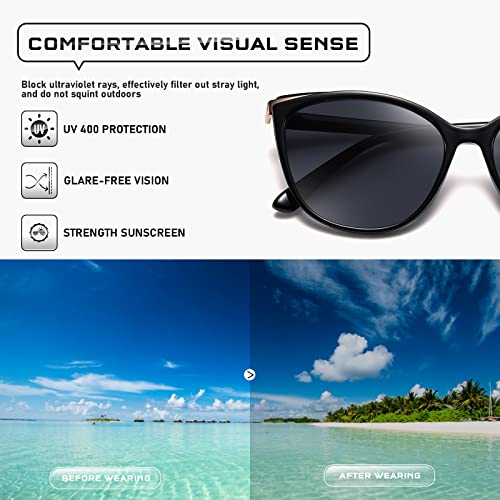 Colrea Trendy Cat Eye Sunglasses for Women Fashion Cateye UV400 Protection Glasses CL22017