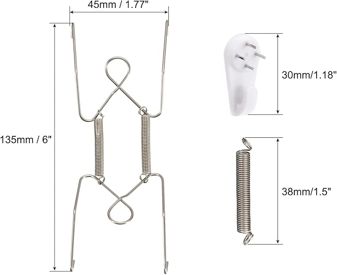 uxcell 6 Pieces Plate Hanger, 6 Inch Stainless Steel Invisible Wall Plate Hangers with 6Pcs Wall Hooks for Decorative Plates, Silver