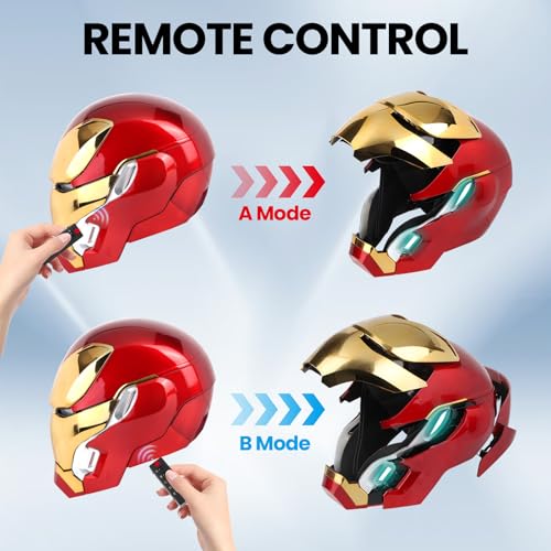 Iron-Man MK 50 1:1 Wearable Helmet - Voice, Touch, and RC with LED Eyes, Realistic Sound Effects, Movable Back and Ear Pan...