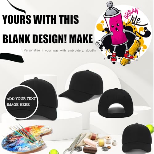 ZH Plain Adjustable Baseball Cap - Lot of 12 Unisex Blank Design Caps