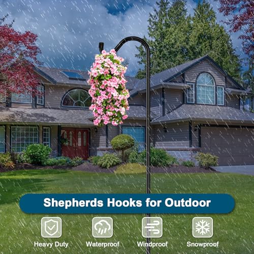 Gtongoko 92 Inch 2 Pack Bird Feeder Poles for Outdoors Heavy Duty, Shepherds Hooks for Outdoor, Hummingbird Feeder Stand, ...