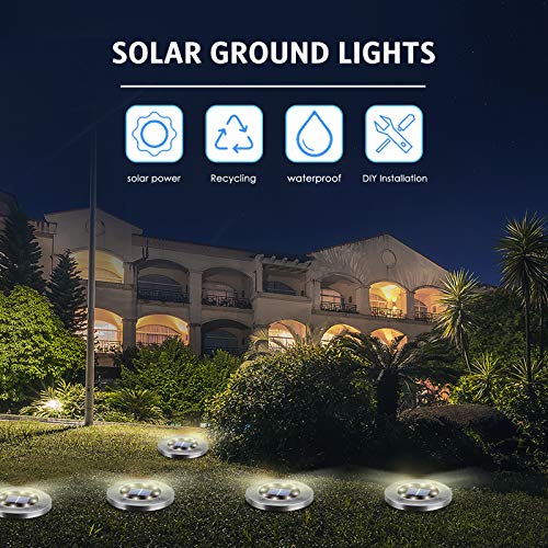 OULONGER Solar Lights Outdoor Waterproof,12Pack Durable Solar Ground Lights for Landscape Lighting, Decorative Disk Lights...