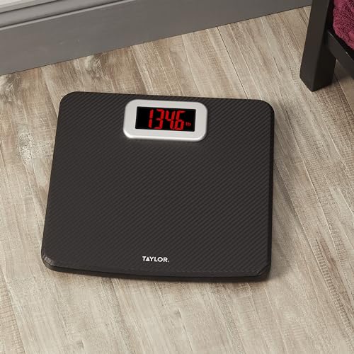 Taylor Digital Bathroom Scale, Body Weight Scale 400 LB Capacity, Carbon Fiber Anti-Slip Mat, 11.8 x 11.8 Inch Platform, B...