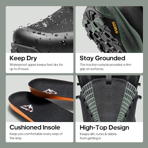 NORTIV 8 Men's Mid Waterproof Hiking Outdoor Lightweight Breathable Trekking Camping Mountaineering HydroTrek Shoes