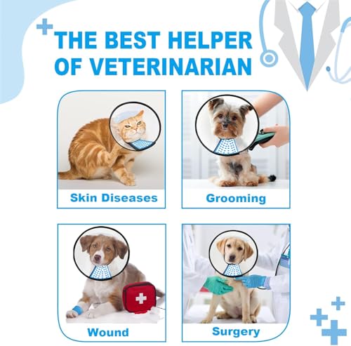 Supet Dog Cone Collar Adjustable After Surgery, Comfortable Pet Recovery Collar & Cone for Large Medium Small Dogs, Elizab...