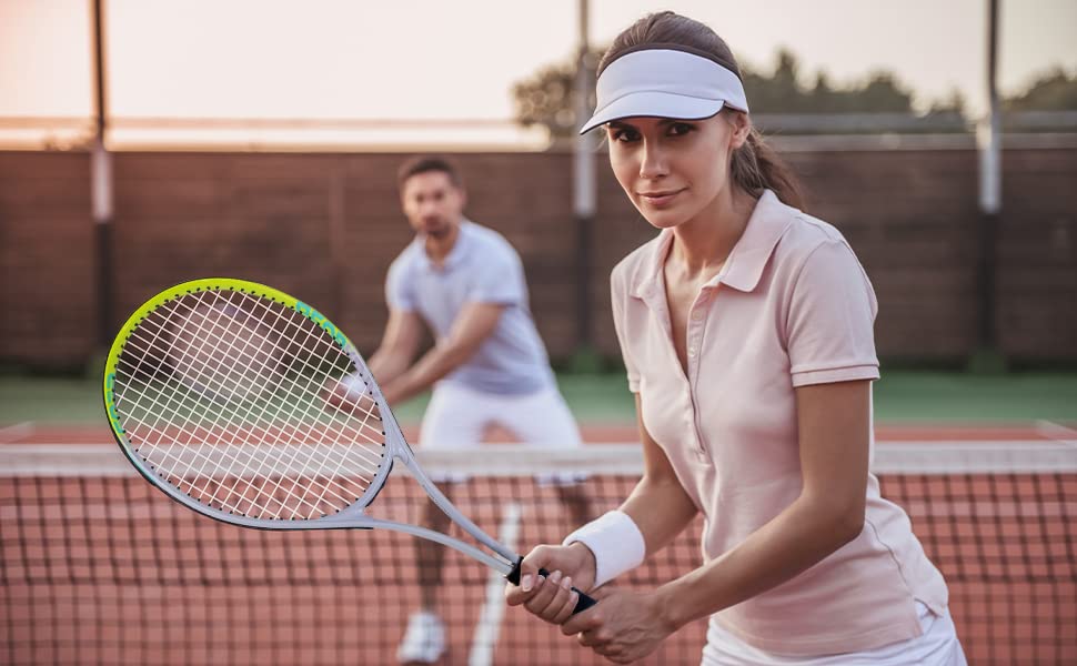 Tennis Racket Pre-Strung Lightweight 27 Inch Racquet Recreational Adult Rackets for Men Women Students Training Tennis Sta...