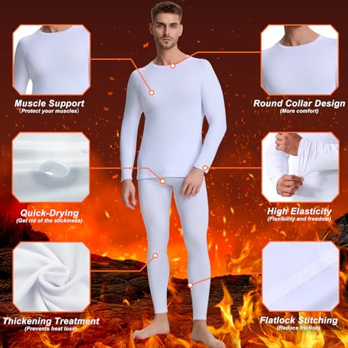 VanKee Thermal Underwear Set for Men Thermal Tops and Long Johns Men’s Thermals Base Layer Fleece Lined for Cold Weather