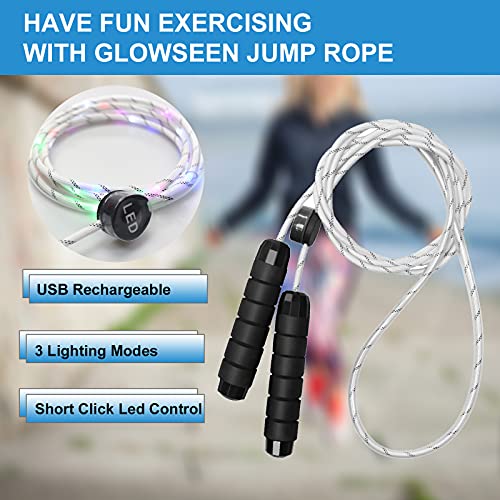 Light Up Jump Rope, Multi-Color LED Neon Glow Skipping Rope 9FT Nice Weight, USB Rechargeable Size Adjustable for Kids Gir...